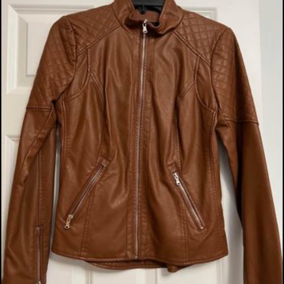 Brand new faux-Leather brown Guess jacket size XS - Picture 1 of 4